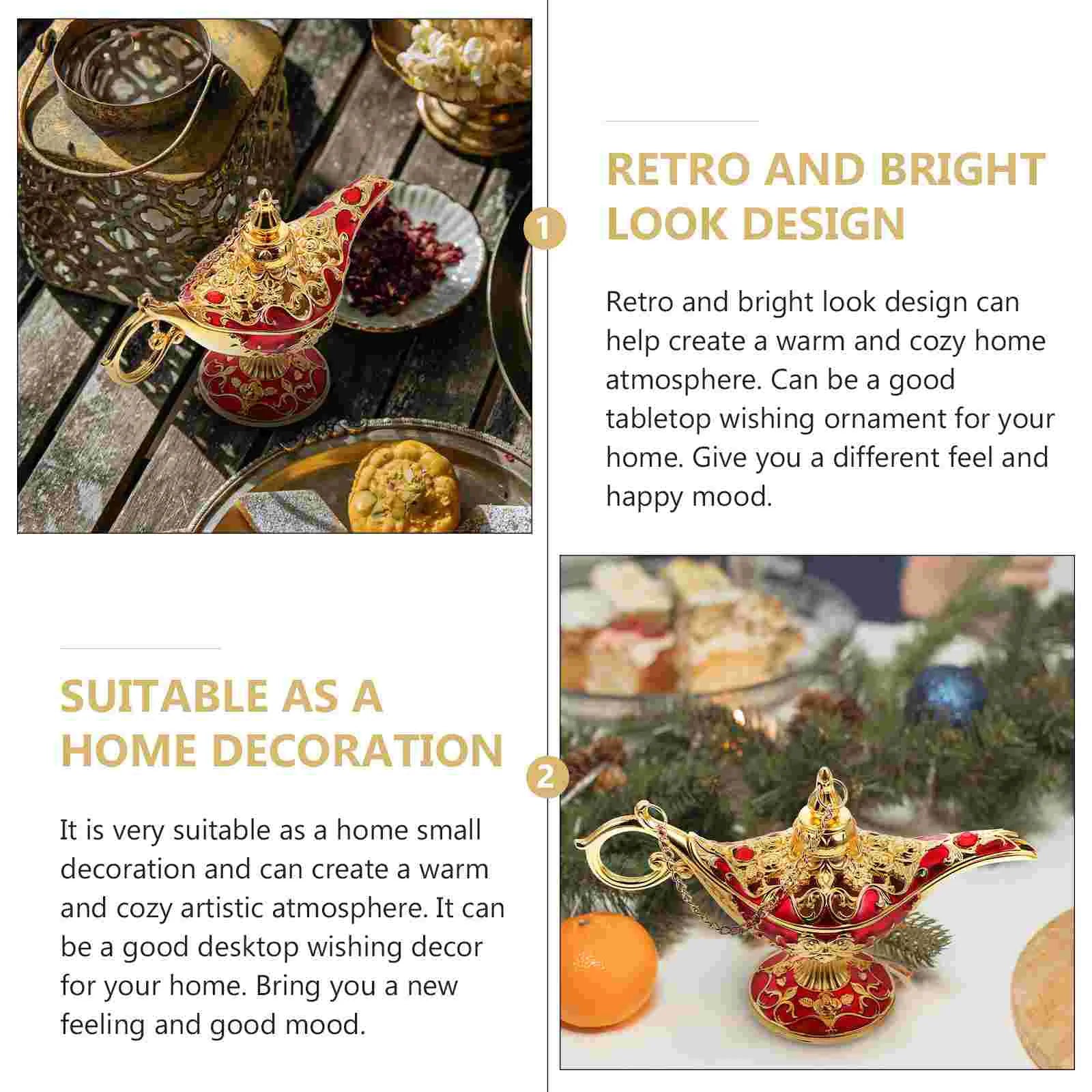 Lamp Decor Oil Decorations Vintage Party Ghee Retro Artistic Desktop Ornament Aladin Lantern Table Holder Legend Purse Birthday