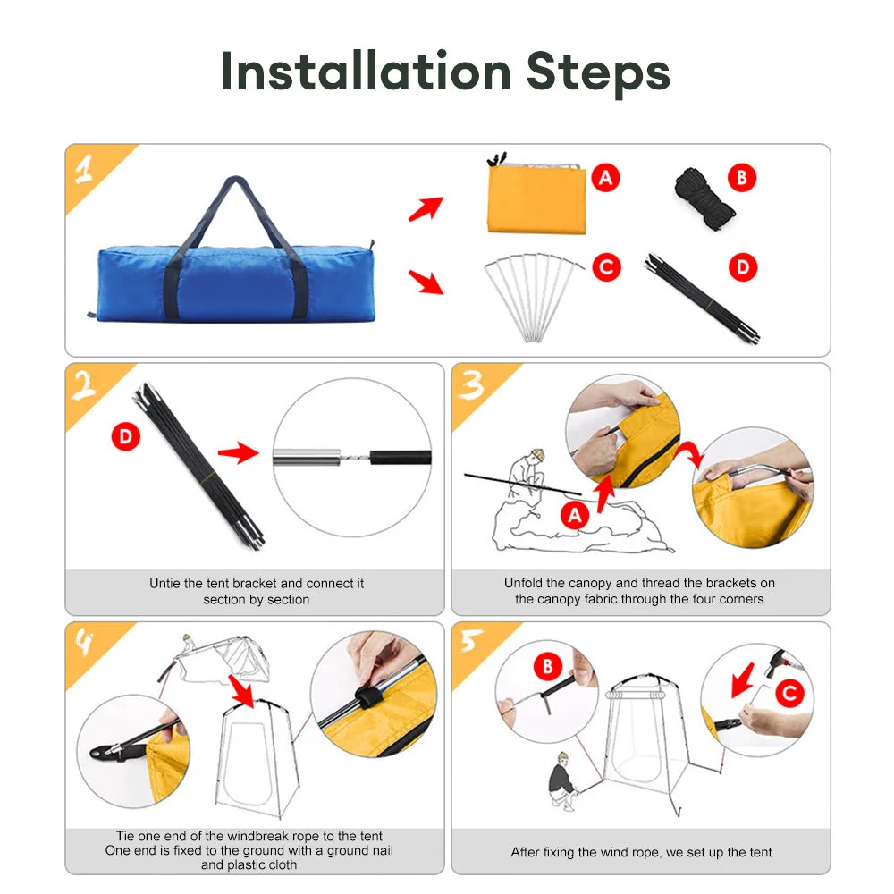 Portable Outdoor Tent Privacy Camping Shower Toilet Changing Room Waterproof UV Protection Beach Folding Bathing Pop Up Tent