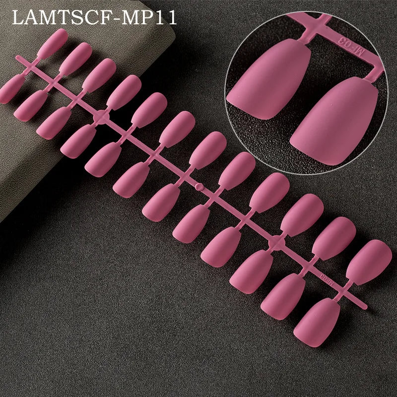 24tips/pc French White Fake Nails Matte /Glossy Detachable Long Square Natural False Press on Nails Manicure Faux Ongles