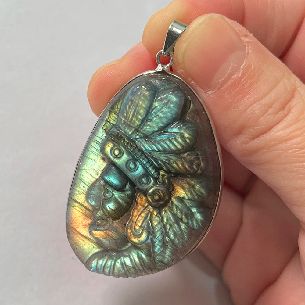 Gem Pendant Natural Stone Irregular Shape Bead Purple Blue Labradorite Necklace Pendant for Women Men Jewelry Gift 1Pcs