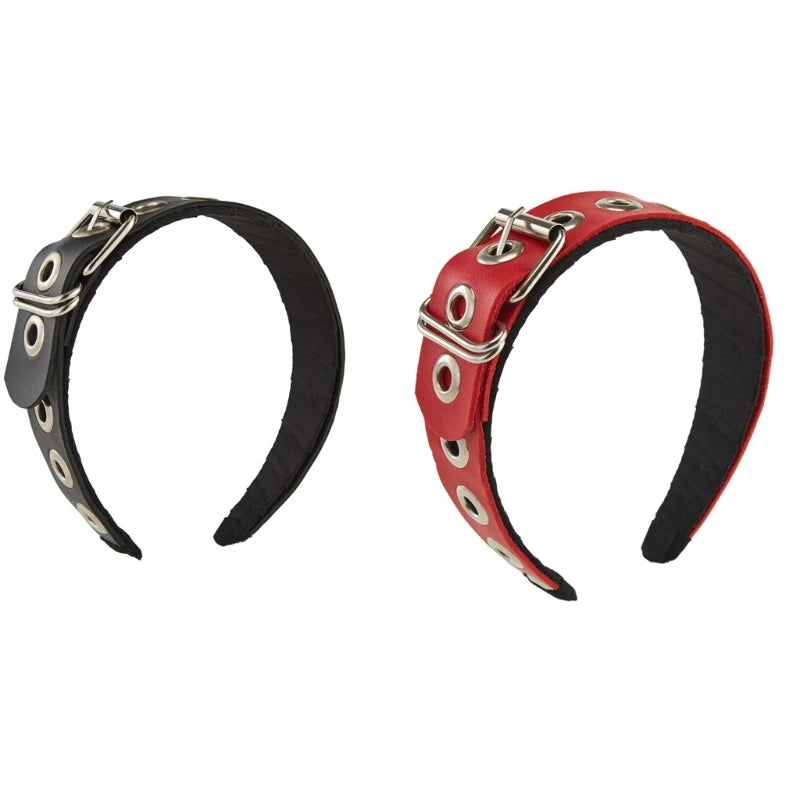 PU Leather Headband Gothic Tiaras Leather Buckle Headband Rock Headband Punk Headband Steampunk PU Leather Headpiece