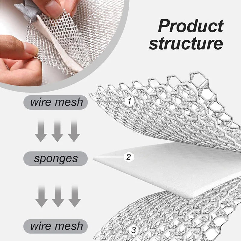 New Non Scratch Wire Dishwashing Cloth Three Layer Enlarged Cloth Multi Functional Kitchen Thickened No Greasy Dishwashing Cloth