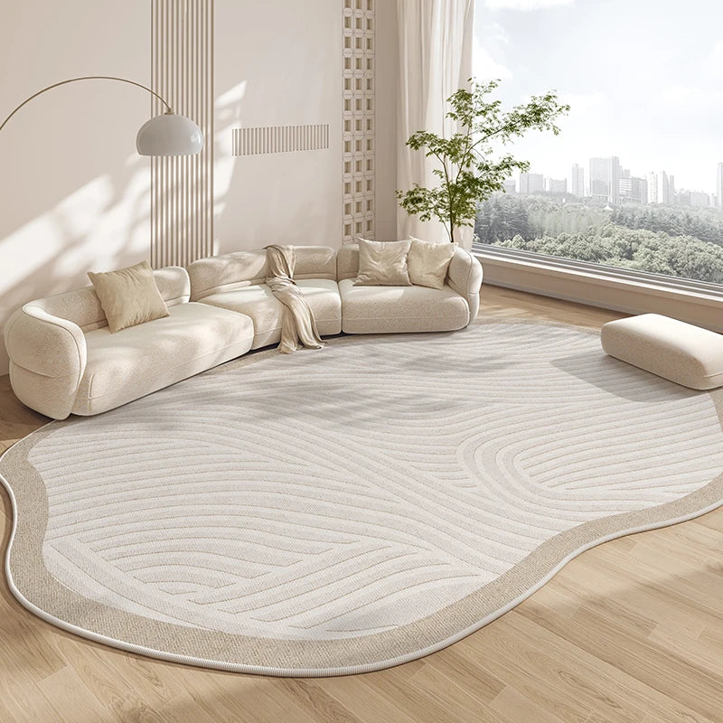 Beige Irregular Carpet Artistic Striped Geometric Rugs Luxury Living Room Decoration Carpets Easy Care Non Slip Bedroom Rug 양탄자