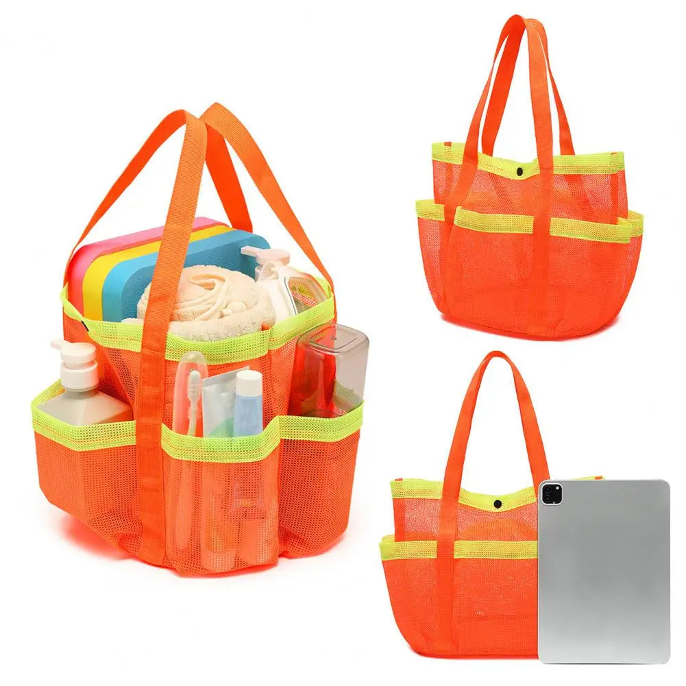 Beach Mesh Bag Portable Mesh Toiletry Bag Capacity Mesh Beach Bag Shower Caddy Organizer for Travel Gym Camping College Dorms