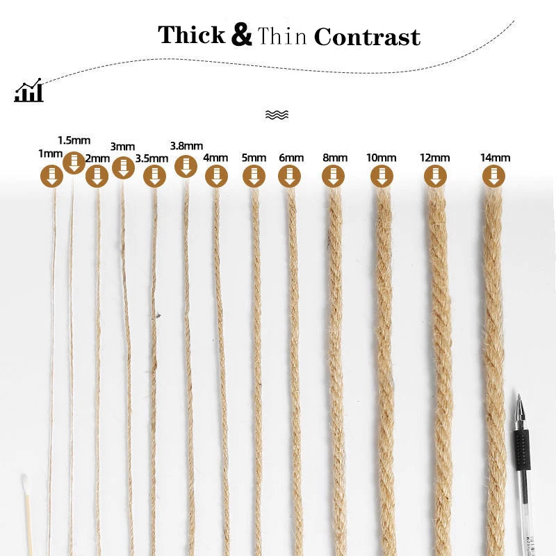 Natural Vintage Jute Rope String 1/2/3/4/5/6/8/10mm DIY Jute Cord  Twine Ribbon Crafts Sewing Handwork Gift Wrap Home Decoration