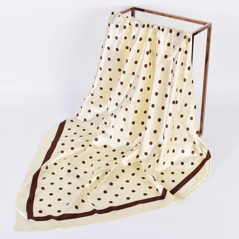 Head Scarf Women Luxury Brand 90×90cm Silk Square Scarf Satin Bandana Cheveux Soft Neckerchief Hijab Hair Scarves For Ladies
