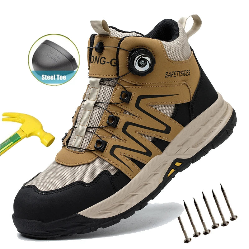 Steel Toe Shoes for Men Indestructible Work Boots Safety Shoes Outdoor Anti-smash Anti-puncture Protective Boots Safety Sneakers