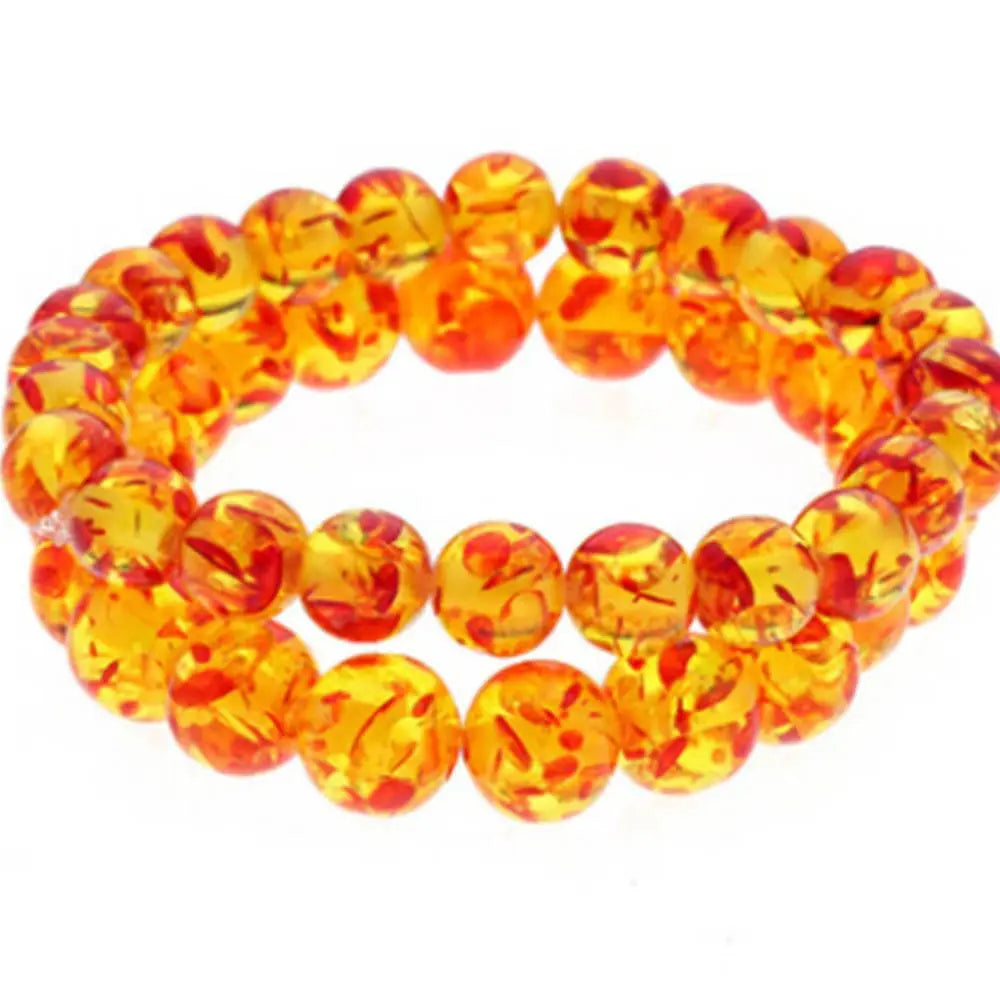 Gift Women Fashion Resin Bangle Natural 10MM Amber Round Elastic Bracelet Bead