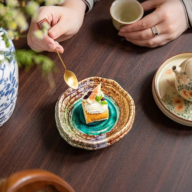 Delicate Dishes Small Dish Shaped High Foot Ceramic Dessert Snack Dish Hot Pot Restaurant Seasoning Dish