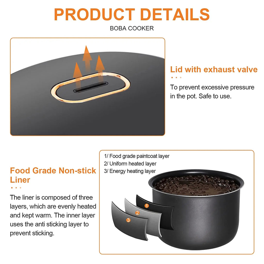 ITOP Boba Pot Electric One Pot Multi-Purpose Automatic Pearl Non-Stick Pot Intelligent Temperature Control Bubble Tapioca Cooker