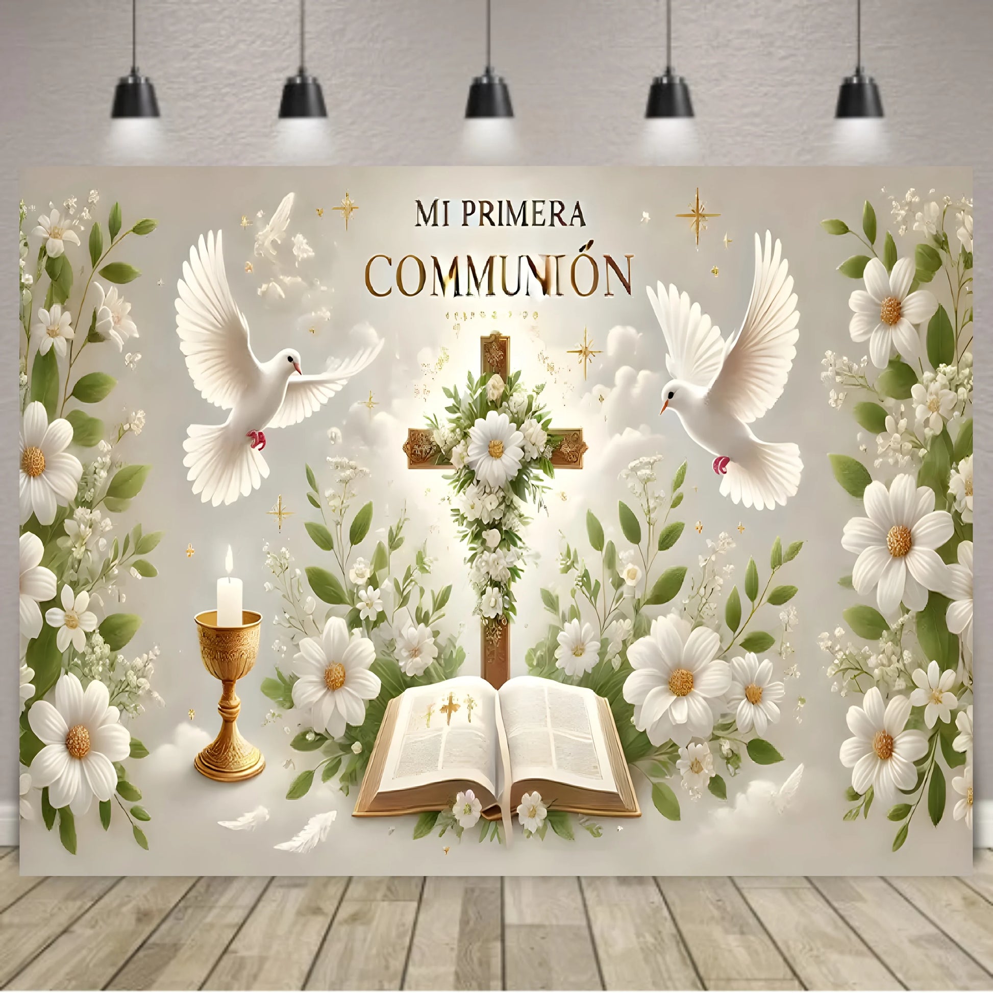 One Mi Primera Comunion elegant baptism and the First Communion Party decorative banner, perfect for decoration