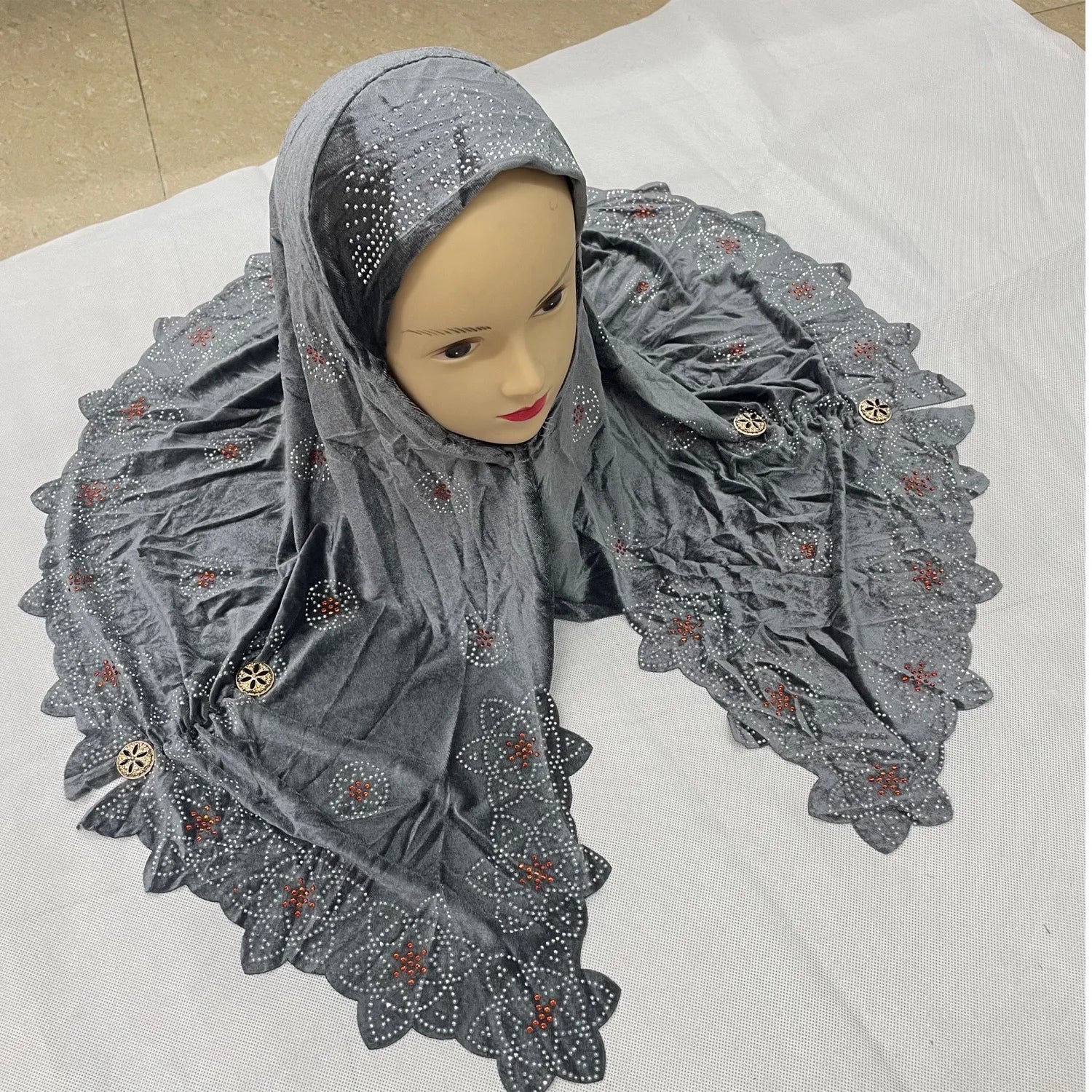 2024Fashion Muslim Cap For Women Beaded Hijab Muslim Turban Female Head Wrap Shawls and Wraps Foulard Femme 60*80Cm