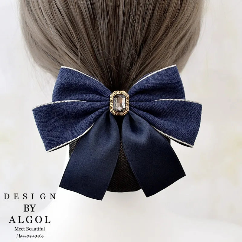 Head Flower Net Bag Professional CCB Postal Nurse Hotel Stewardess Uniform Belt Thin Online Work Tray Hair Net Bag Bow