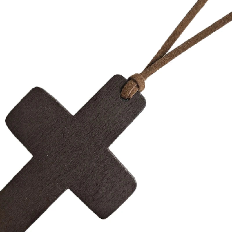 Natural for Cross Pendant Necklace Handmade Wooden Crosses Crucifix Jesus Christ Necklace Pendant Ornaments Women M