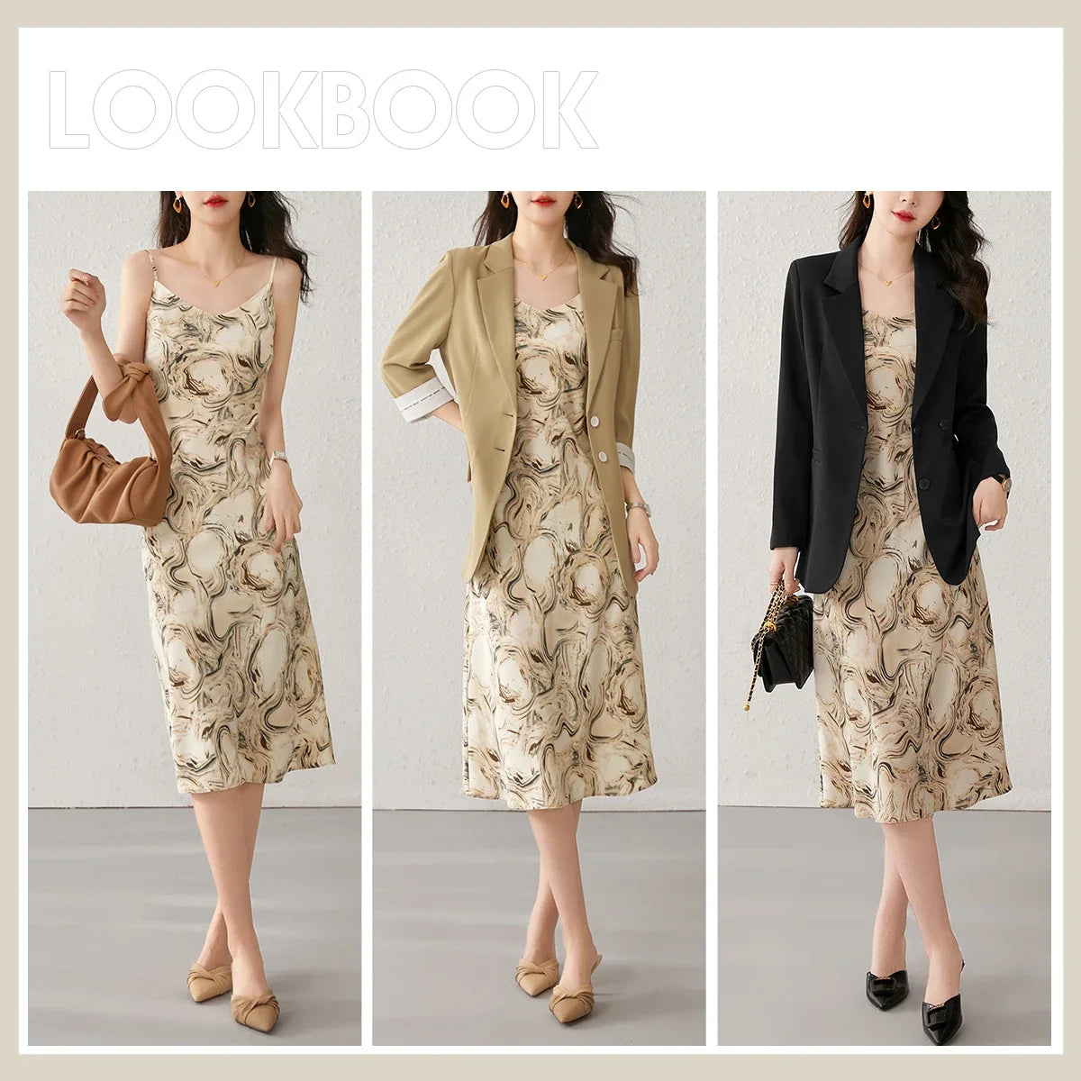 SENTUBILA Midi Print Slip Dresses Women 2025 Spring Summer Korean Fashion Sundress Elegant Lady Slim Camisole Dress 121L40493