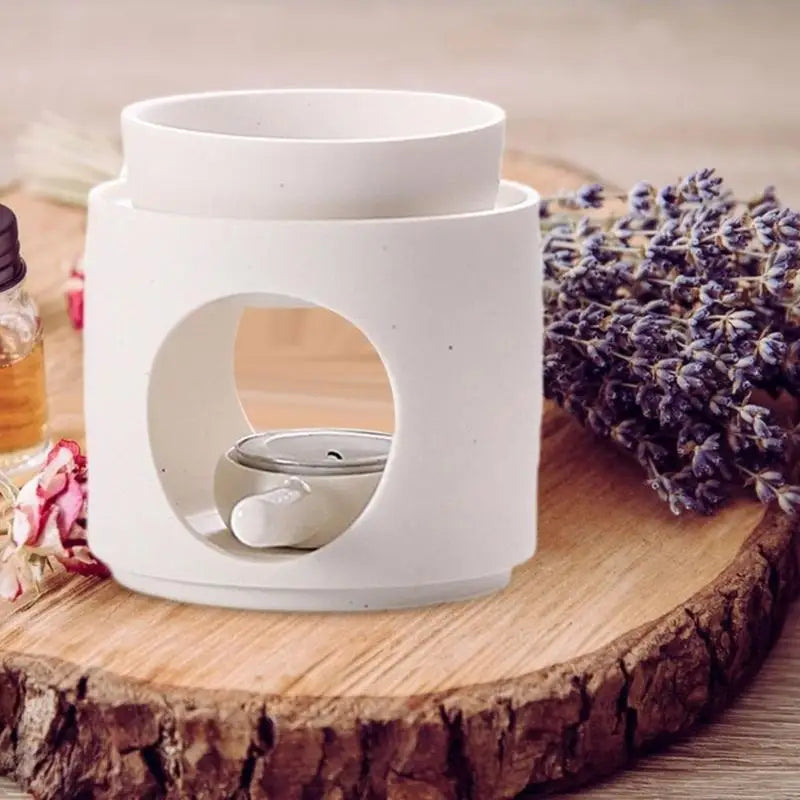 AXYC Cylinder Ceramics Essential Oil Burners Aromatherapies Lamp Fragrances Diffuser with Removable Bowl Tealight Spoon Set