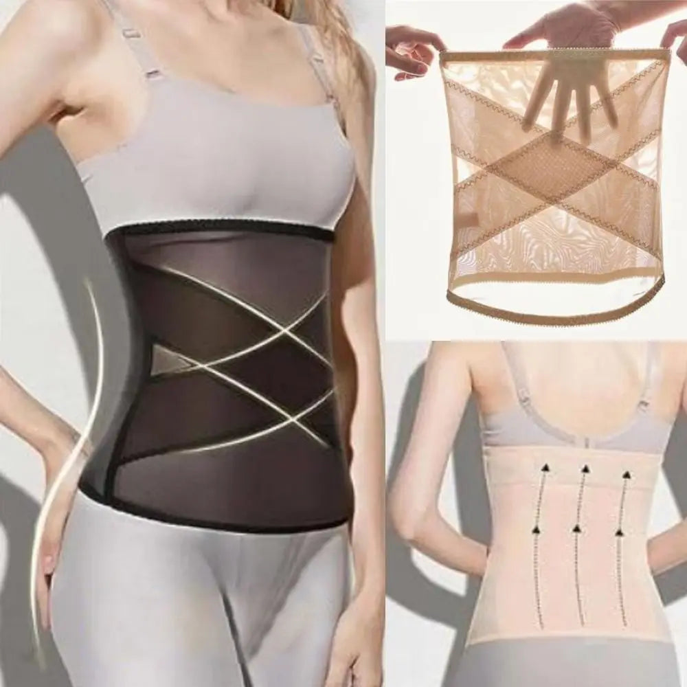 Cross Mesh Girdle for Waist Shaping Yoga Crossover Abdominal Shaping for Women Modeling Strap Reductive Girdle Slimming Belt