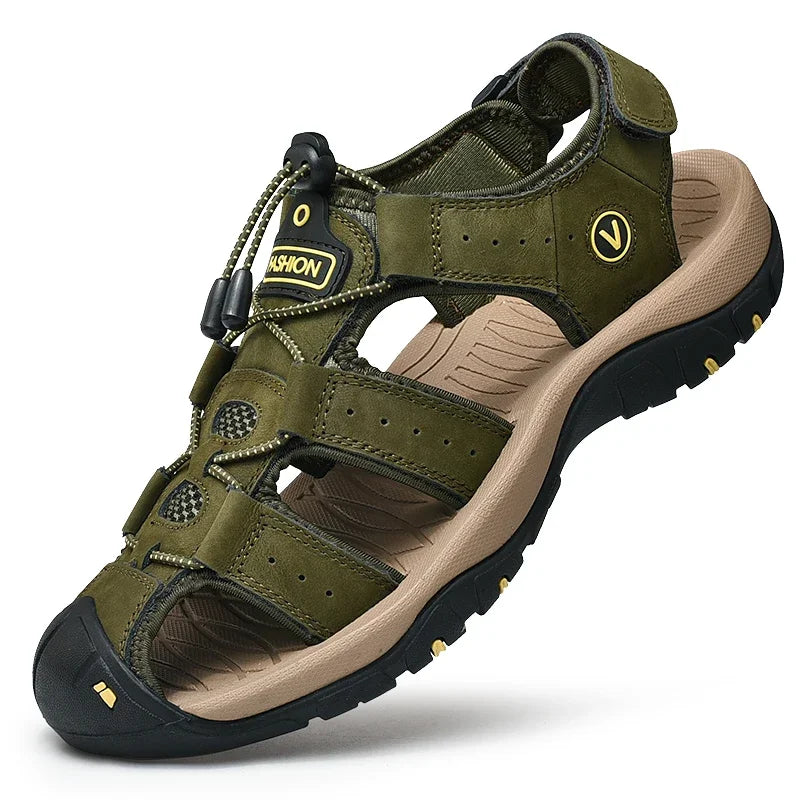 Summer Men Sandals Genuine Leather Mens Casual Shoes Outdoor Men Leather Sandals for Men Beach Shoes
