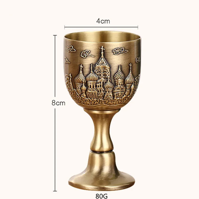 Pure Copper Chalice Cup Cocktail Glass Wine Goblet Brass Beverage Brass Goblet Metal Liquor Tumbler For Party Home Decoration