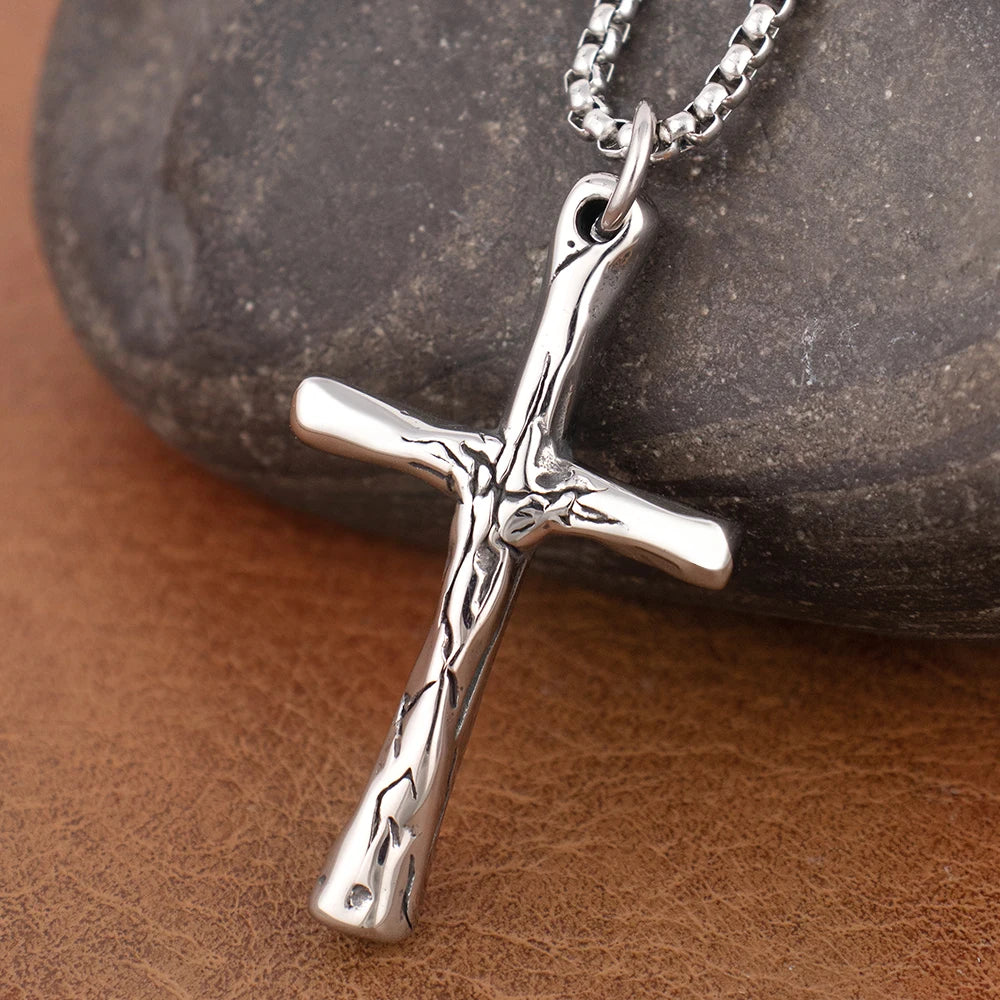 New Simple Cross Pendant Chain for Men Women Popular Charm Stainless Steel Christian Necklace Vintage Religion Jewelry Wholesale