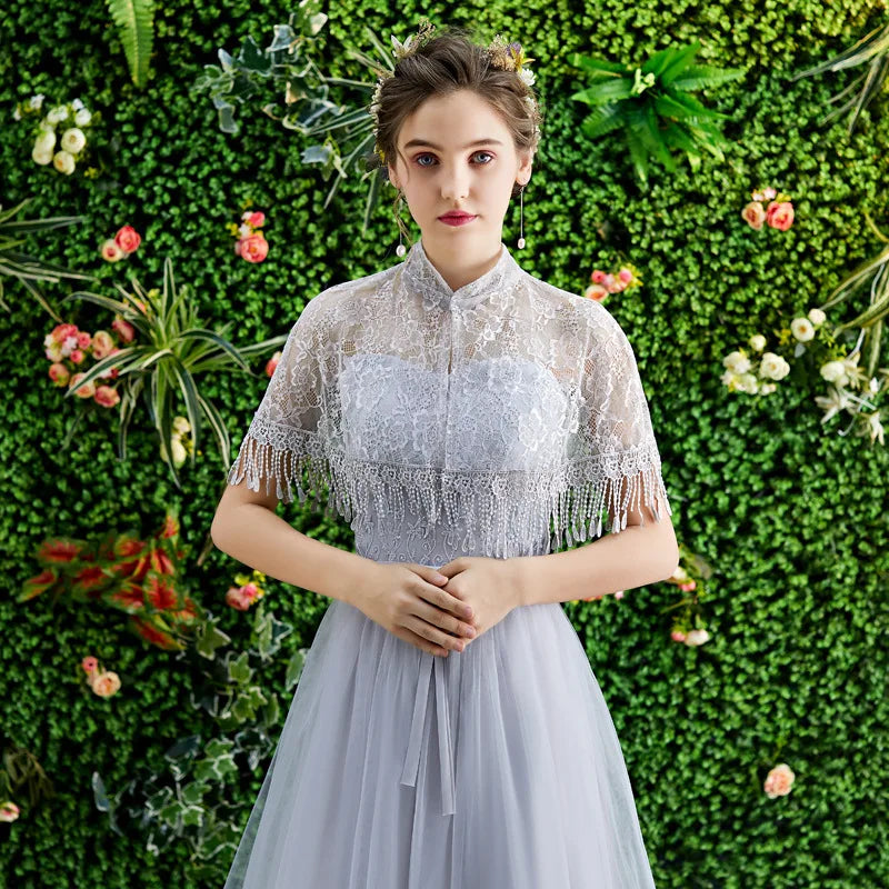 Bride wedding shawl colorful dress with tulle spring and summer thin etiquette shoulder yarn collar multi-color women's cloak