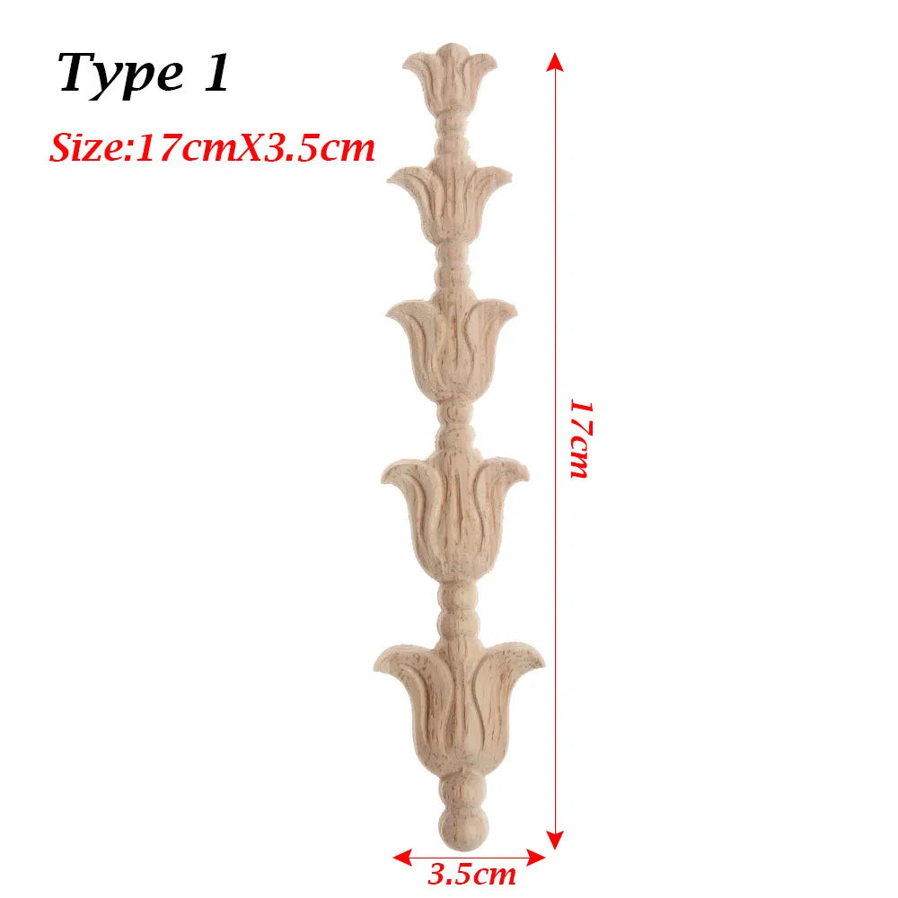 Floral Carved Corner Appliques Woodcarving Rose Natural Wooden Crafts Unpainted Door Adornment Furniture Ornament Home Decor