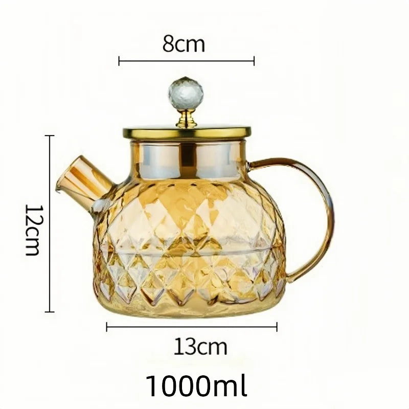 High Borosilicate Glass Water Pitcher - Amber Cold Beverage Jug, Large Capacity, Heat-Resistant for Tea & Home Use