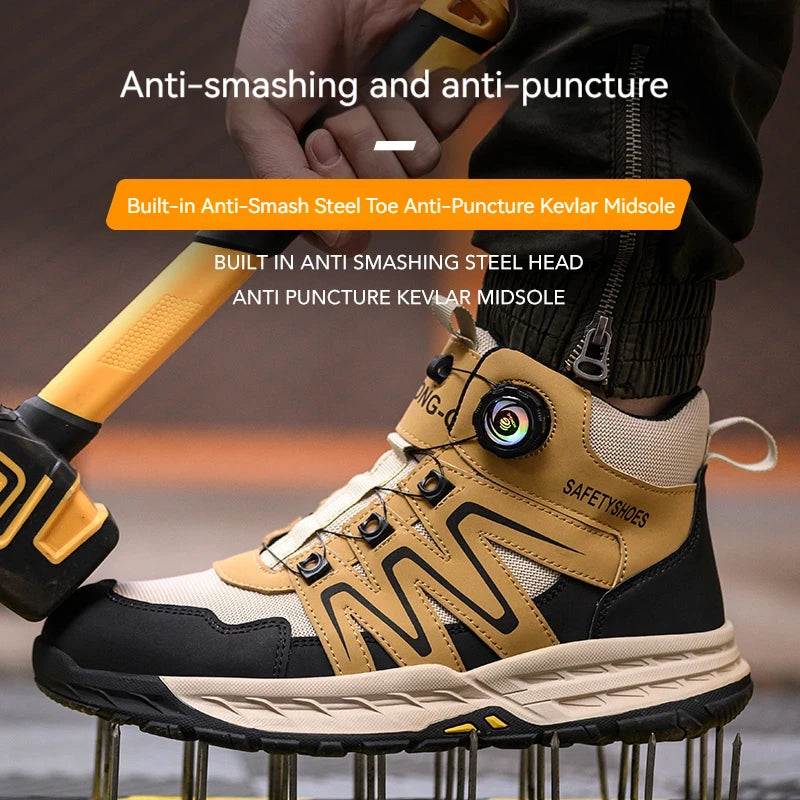 Steel Toe Shoes for Men Indestructible Work Boots Safety Shoes Outdoor Anti-smash Anti-puncture Protective Boots Safety Sneakers