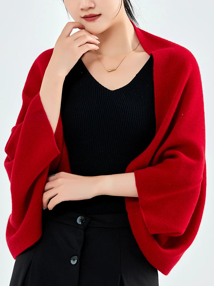 Trend Shawl Wrap Scarf Two Purposes 100% Wool Women Knitted Accessories Cape Casual Soft Scarves Warm Cappa Cozy Fashion Mantles