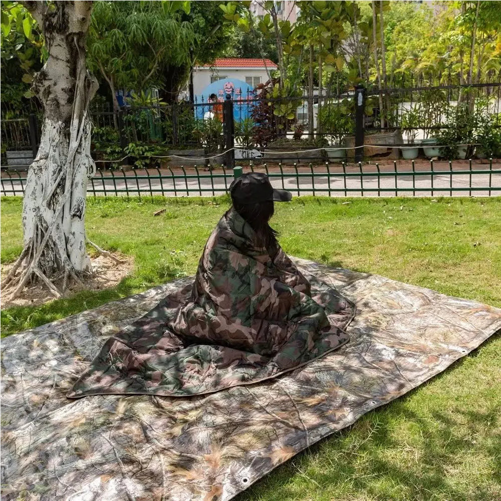 BDU Camo Quilted Pad Portable US Jungle Light Summer Cotton Single Bed Comforter Blanket Compressible Camping Rug Cover Washable