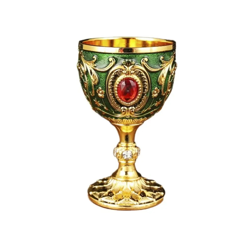 Drink Cup Embossed Vintage Metal Wine Cup Diamond-encrusted Anti-break Wine Glasses European Style Chalice Communion