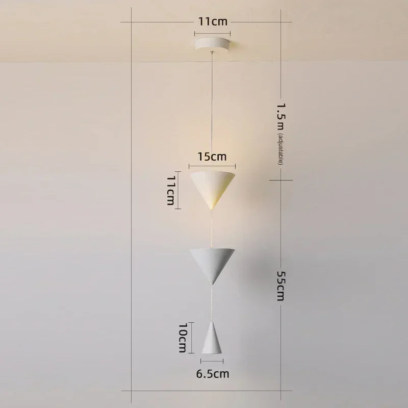 Minimalist Cone Led Pendant Lights for Bedroom Bedside Hotel Hanging Lamp Modern Ceiling Chandeliers Black White Droplight