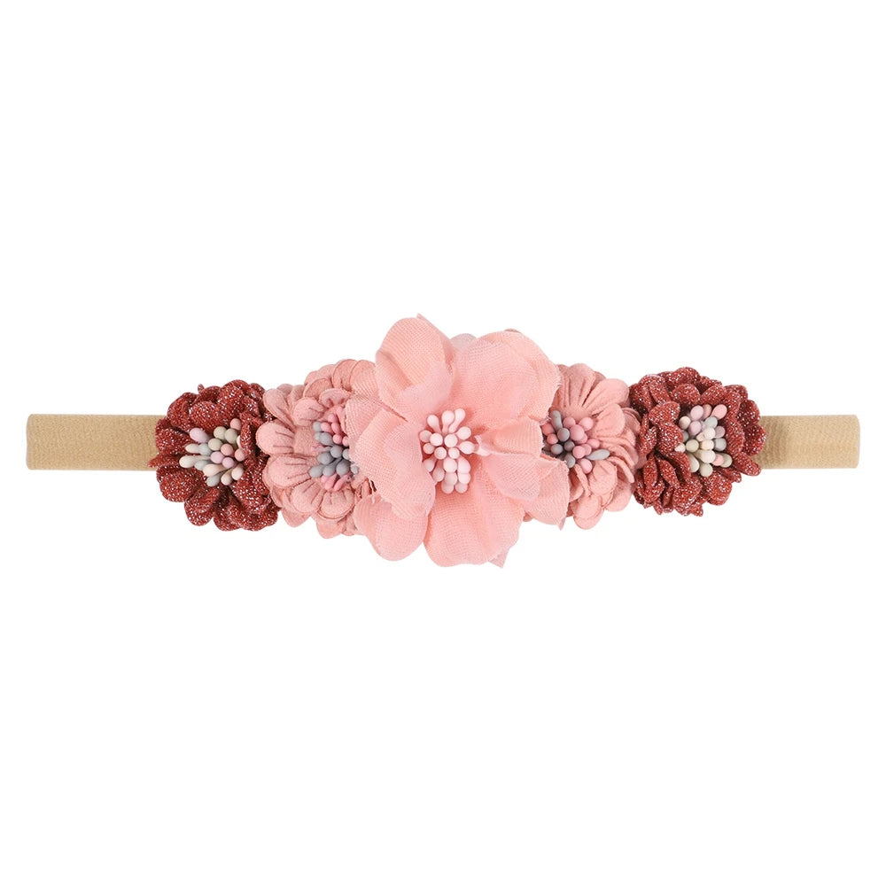 Baby Girl Headband Cute Flower Elastic Hair Band Newborn Head Toddler Headband Headwear Baby Hair Accessories Christmas Gifts