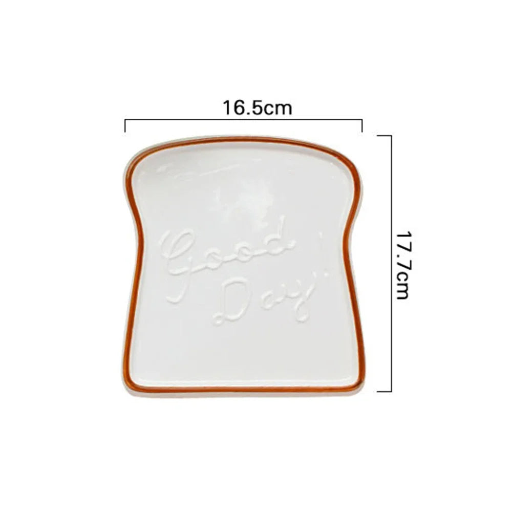 Nordic Ceramic Dessert Bread Plates Toast Shape Breakfast Dinner Cute Plates Western Salad Fruit Snack Tray Decorative Tableware