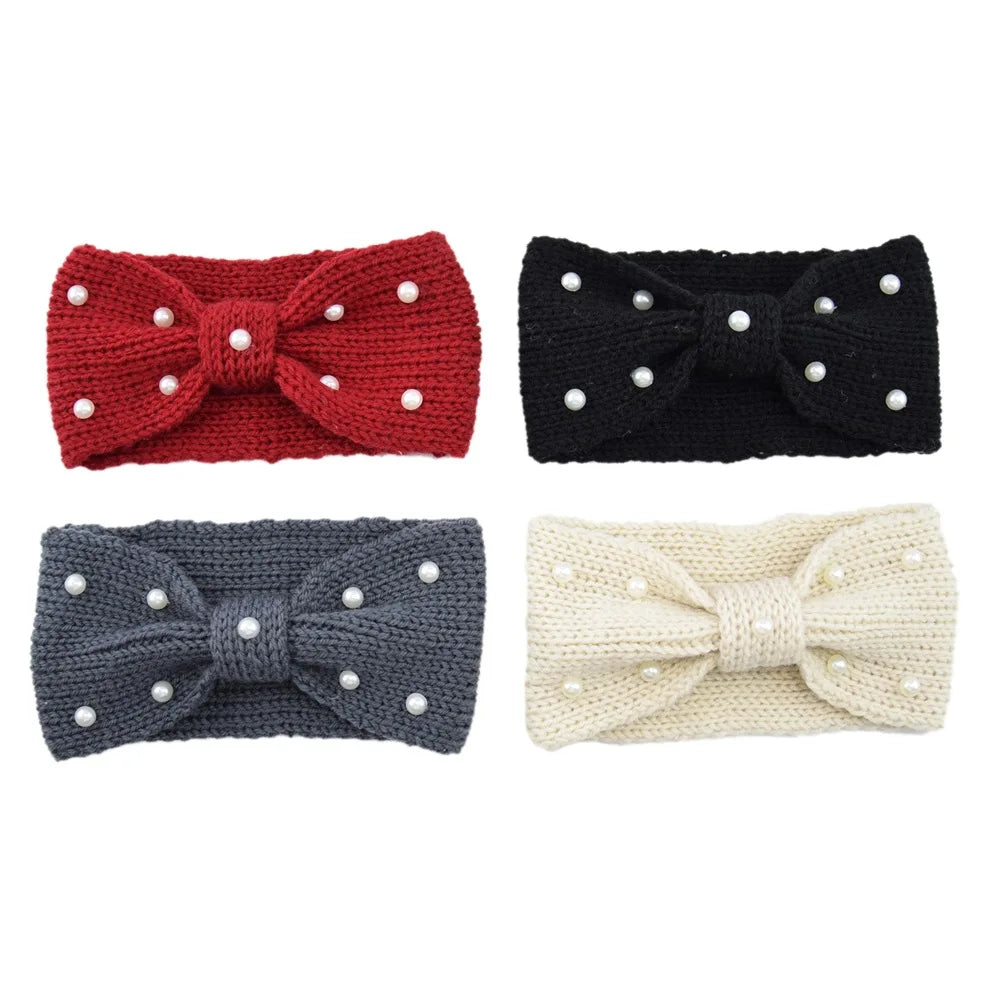 New Bowknot Pearl Headbands for Woman Solid Wash Face Hairband Elastic Sports Yoga Headwear Girls Hair Band Hair Accessories