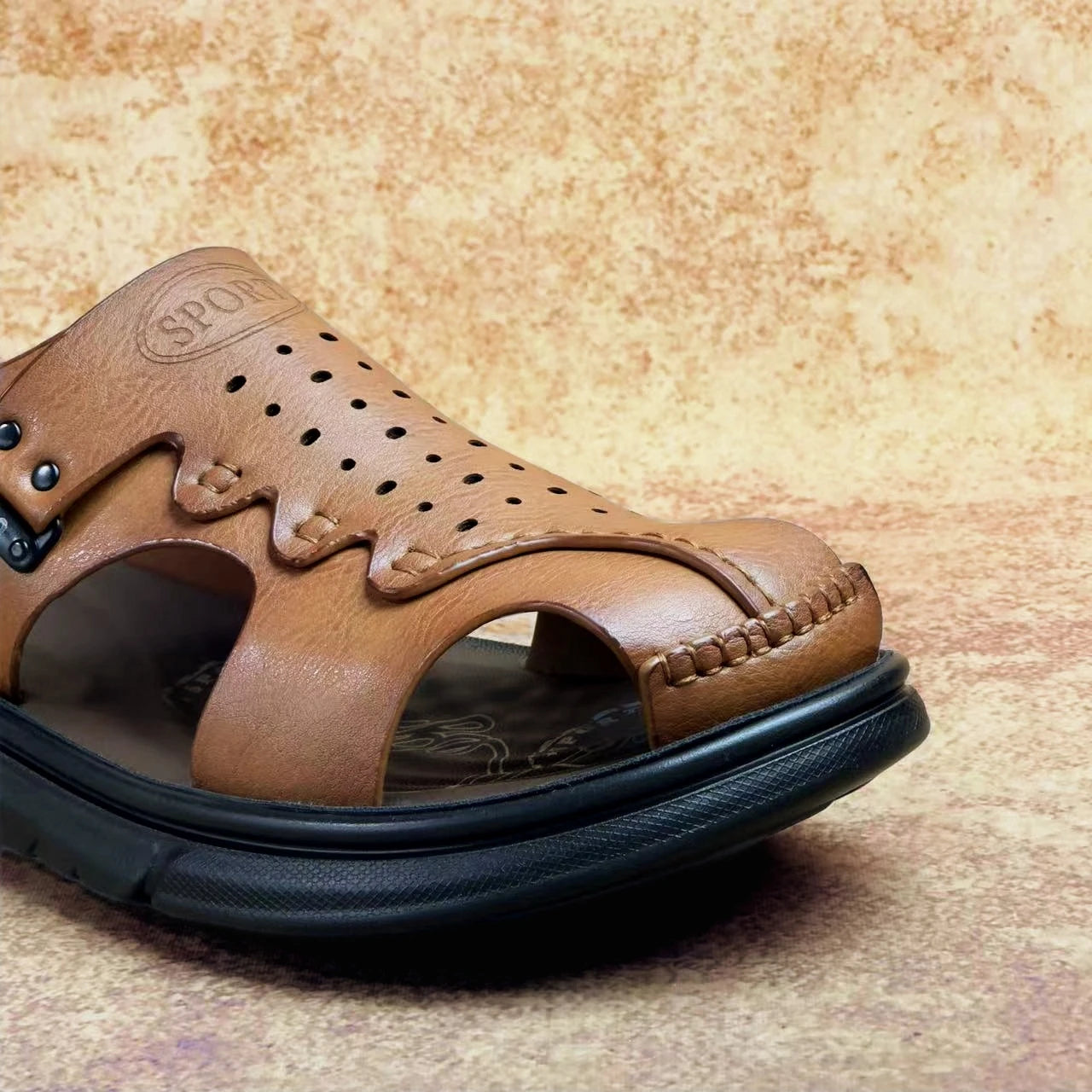 Summer Sandals for Men Outdoor Casual Sport Slippers PU Leather Non-slip Breathable Roman Shoes Two Uses Beach Flip-Flop Garden