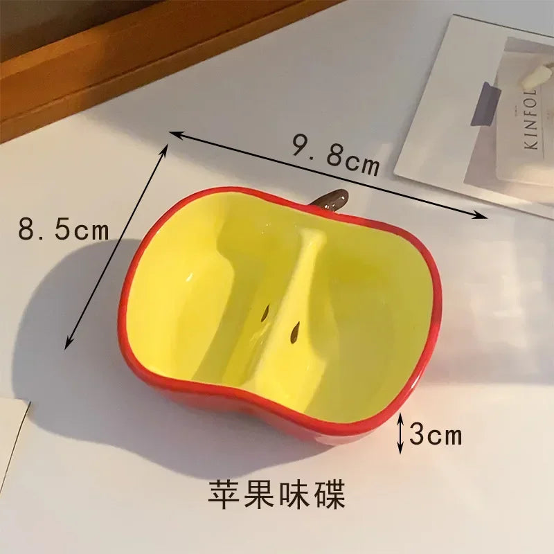 Cute Cartoon Ceramic Dish Plates Fun Fruit Shape Household Snack Plate for Wedding Luxury Sauce & Seasoning Serving Small Plate