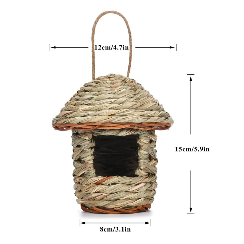 19 Birds Nest Bird Cage Natural Grass Egg Cage Bird House Outdoor Decorative Weaved Hanging Parrot Nest Houses Pet Bedroom
