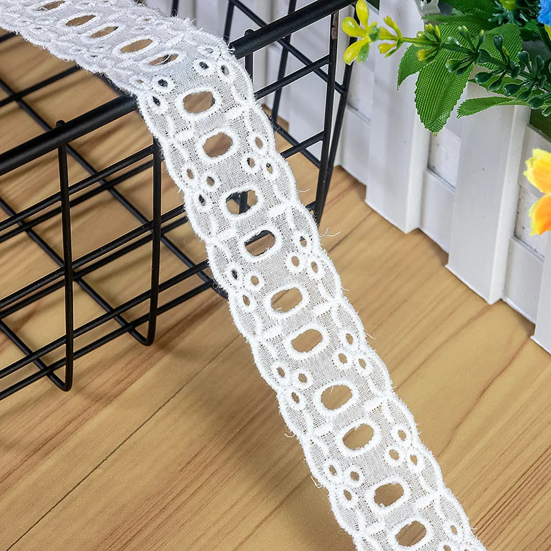 New off White pure cotton cloth Hollow out embroidery can pass ribbon lace women's clothes decoration fabric W155