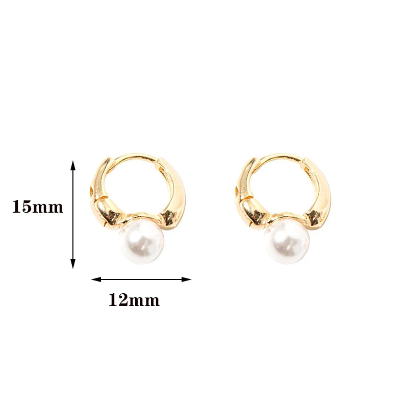 2022 New Cute Pearl Studs Small Hoop Earrings for Women Gold Color Eardrop Minimalist Tiny Huggies Hoops