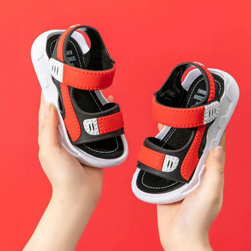 Home Children's Sandals Summer New Style Imitation Leather Casual Primary School Students Soft Bottom Beach Boys' Sandals