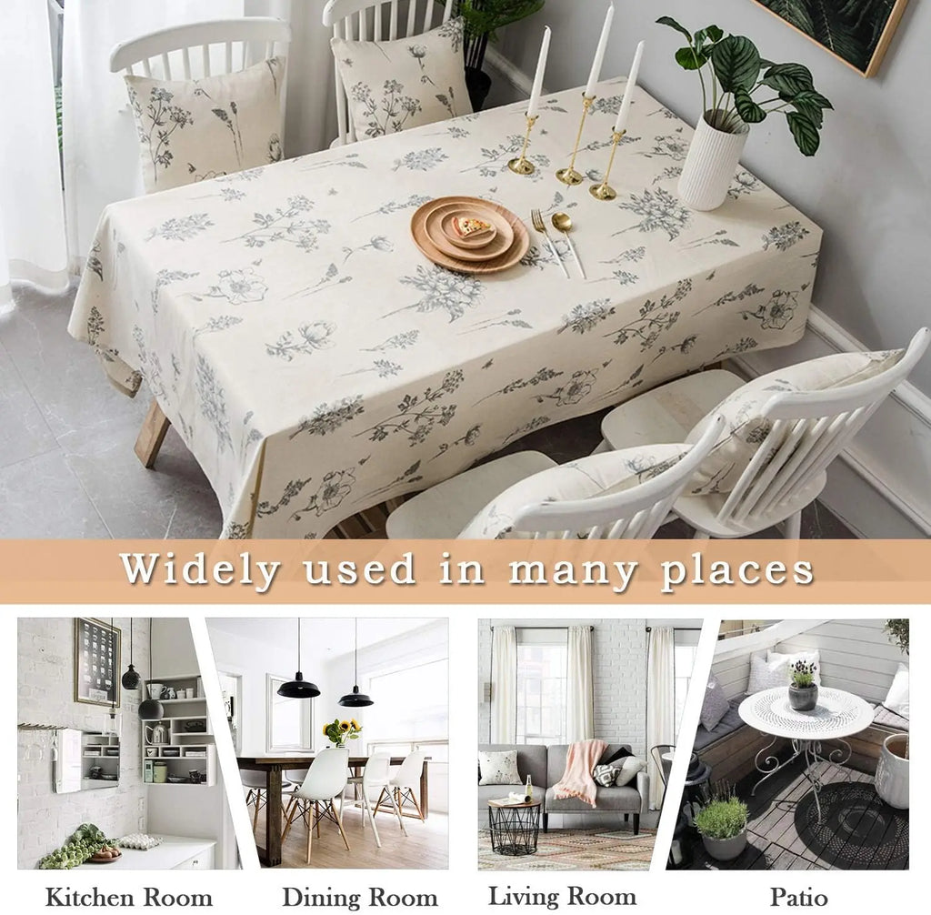 Cotton Linen Table Cloth Printing Table Cover for Party Kitchen Dining Spring Summer Picnic Indoor Outdoor Use Home Luxury Decor