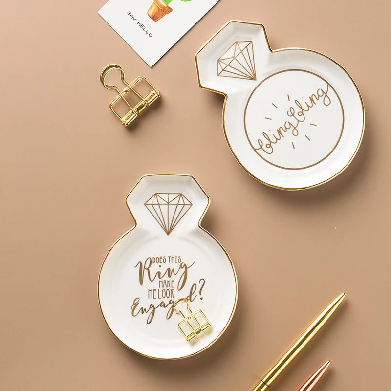 Small Decorative Ceramic Dish Plate Earrings Trays Jewelry Necklace Storage Trinket Dish Wall Plate Vanity Tray Wedding Gift