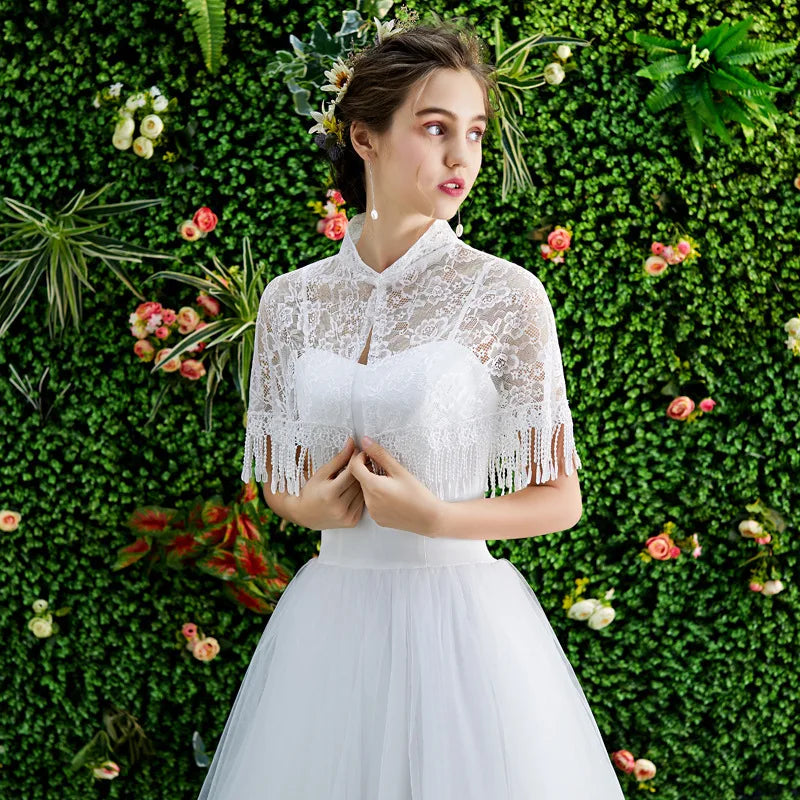 Bride wedding shawl colorful dress with tulle spring and summer thin etiquette shoulder yarn collar multi-color women's cloak