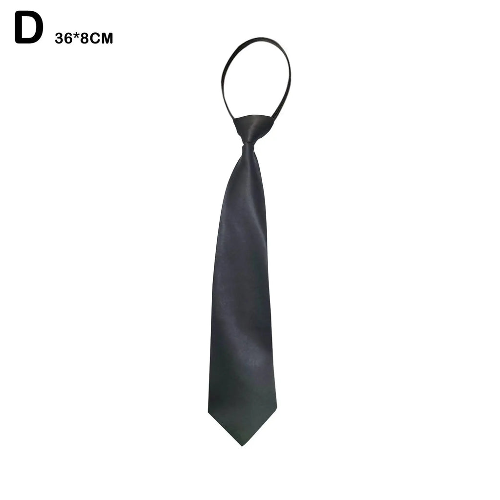 College Style Tie New Women's Clothing Versatile Student Zipper Arrow Type Lazy Retro Solid Silky Narrow Neck Tie Trendy Unisex