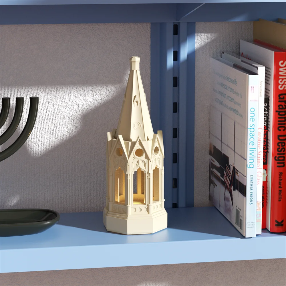 Gothic Revival Architecture Table Lamp Gypsum Silicone Mold and Accessories Dimmable Rechargeable Lamp Concrete Silicone Mold