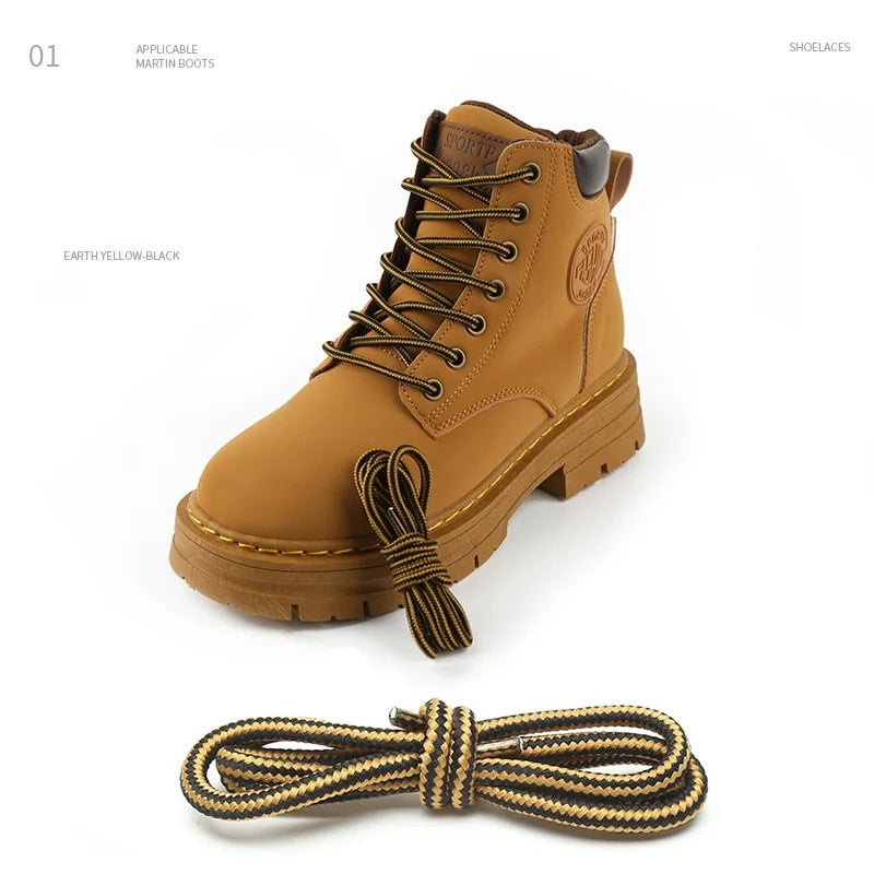 1 Pair 4mm Two-color Striped Round Color Polyester Shoelaces For Work Shoes Martin Boots Leather Boots Shoe Laces 100/120/150CM