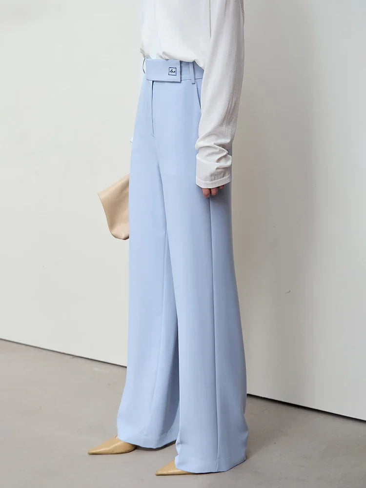 Amii Minimalist Contrast Color Letter Embroidered Wide-leg Pants 2025 Women's Spring New Casual Loose Commuter Trousers 12541049