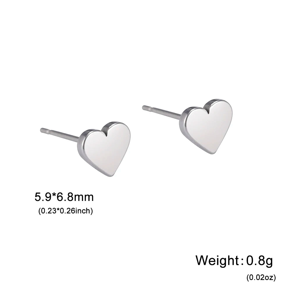 Skyrim Heart Stud Earrings Women Girls Stainless Steel Rectangle Oval Triangle Geometric Earring Minimalist Trend Jewelry Gifts