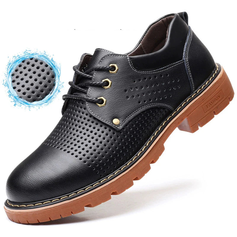 2025 Autumn New Men Leather Shoes Brogue Casual safety shoes Men Genuine Leather Shoes Work Business Casual Sneakers